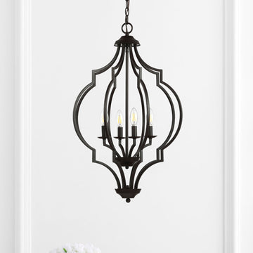 Selema 19" Iron Adjustable Ogee Lantern LED Pendant - JONATHAN Y